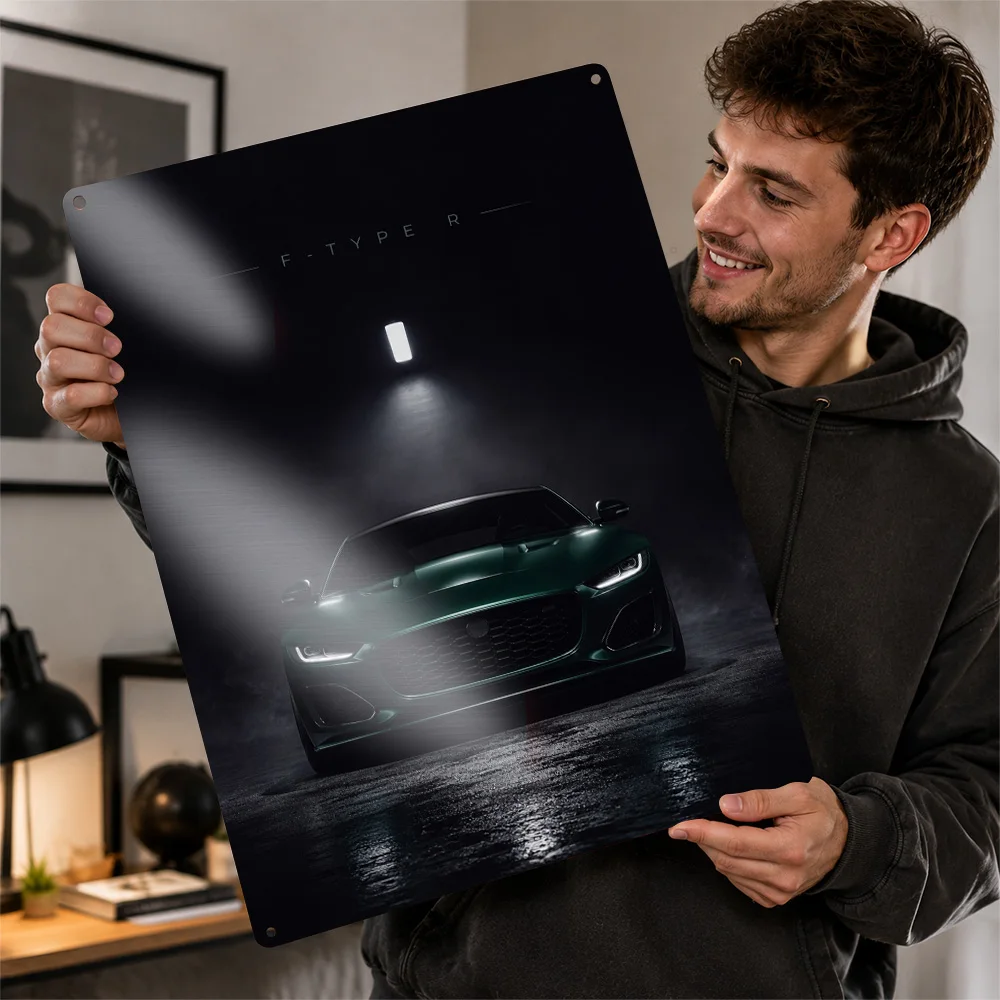 United Kingdom F-Type R Green Sports Car Printed Poster Customized Metal Sign Precision Machine Design Wall Art Ideal For Home