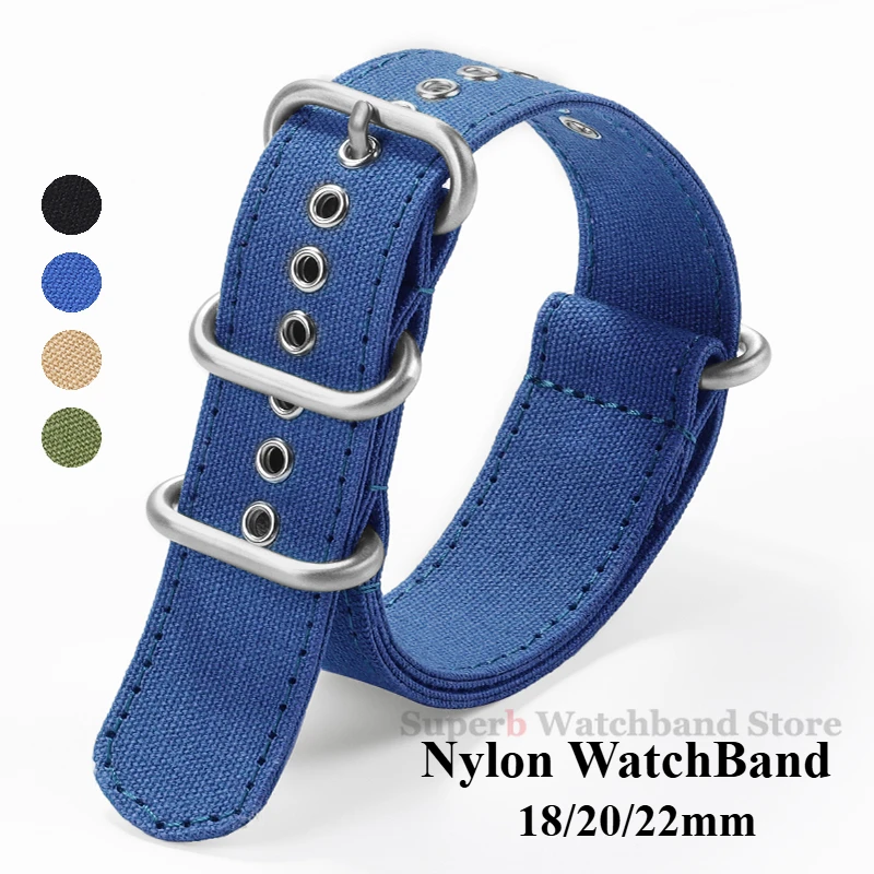 Premium Military Nylon Watch Band Canvas Strap for Seiko 18mm 20mm 22mm Fabric Sport Bracelet for Omega Replacement Belt