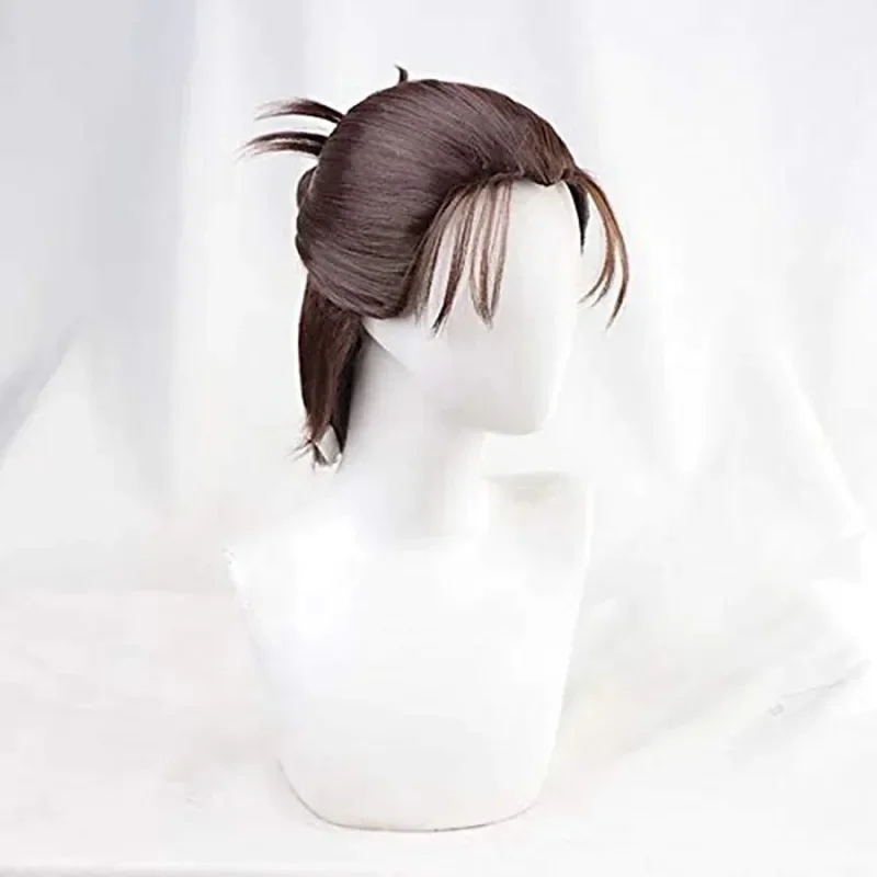 Anime peruca cosplay ataque gigantes homem cabelo curto marrom de alta temperatura seda masquerade palco desempenho simulado cabelo