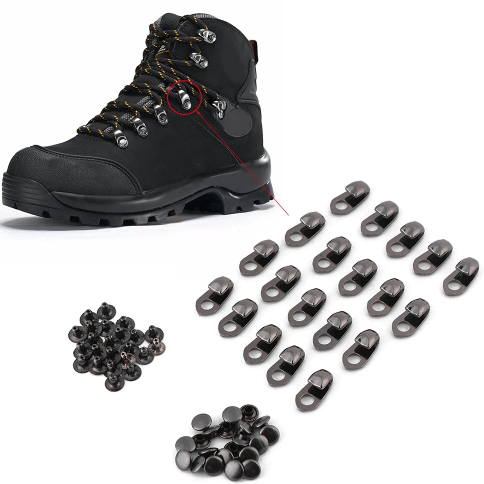 20Pcs/Set Climb shoelace buckle Boot Hooks Lace Fittings With Rivets for Repair/Camp/Hike/Climb Accessories Climb Accessories