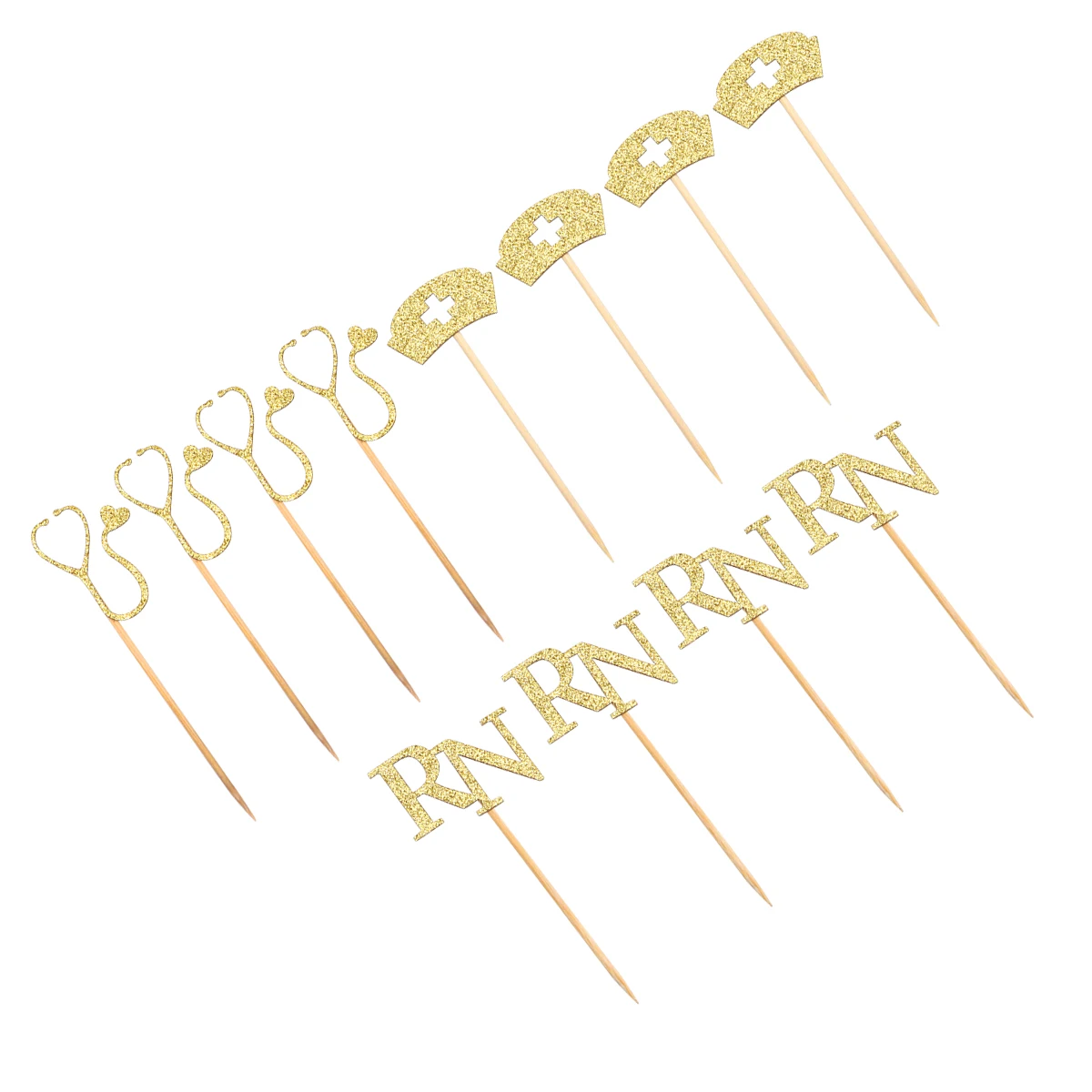 

24pcs Nurse Picks Wooden Party Supplies Birthday Decorations Cupcake Cake Picks Toppers Dessert Accessories