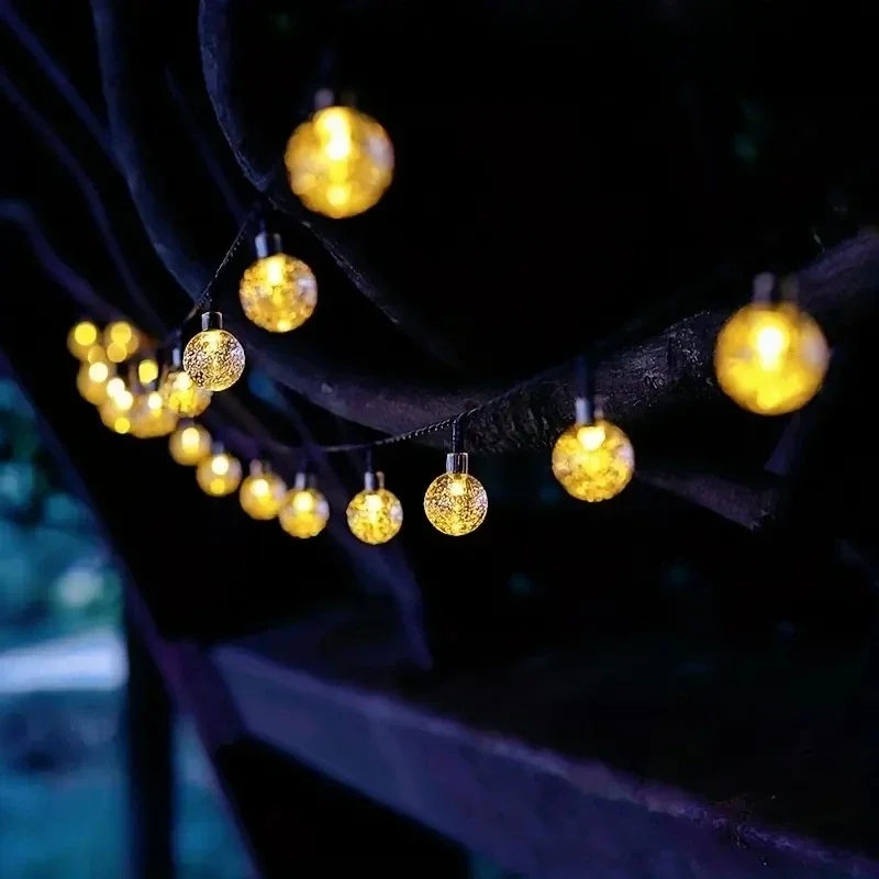 Outdoor Solar Crystal Globe Lights 8 Modes Xmas Waterproof Crystal Balls Lamp for Patio Wedding Halloween Christmas Tree Decor
