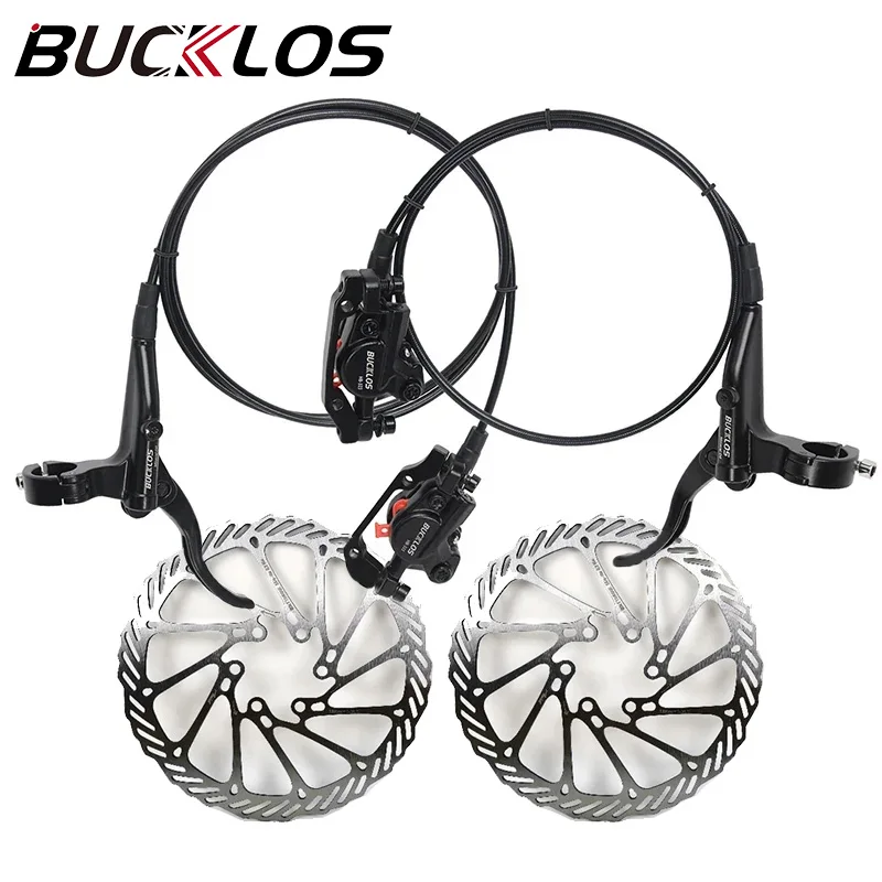 BUCKLOS Mtb Hydraulic Disc Brake 2-Pistions Bicycle Brake Caliper Front Rear800/1500mm Mountain Bike LEVEL Cycling Brake Parts