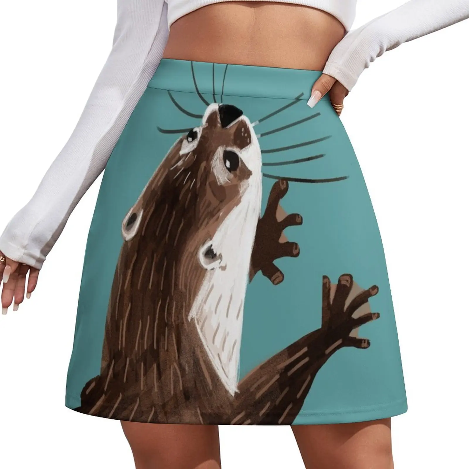 Amblonyx totem otter Cadet blue Mini Skirt Skirt for girls Female dress Mini Skirt