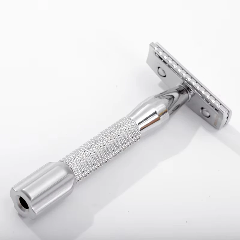 YAQI ماكينة حلاقة أمان بمقبض ألومنيوم خفيفة الوزن من Razzo Rocket بلون الكروم للرجال الناضجين، قبضة مريحة، تحقيق الحلاقة الدقيقة