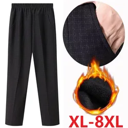 Autumn Winter Women Trousers 2023 New Elastic High Waist Casual Pants Middle Elderly Mothers Plush Warm Straight Long Pants 8XL