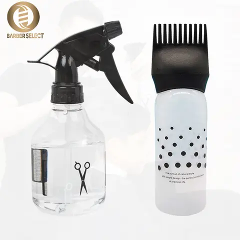 Profrssional 이발사 살롱 미용사 물 분무기 세트 플라스틱 머리 염색 애플리케이터 병 오일 빗 브러시 헤어 스타일링 도구