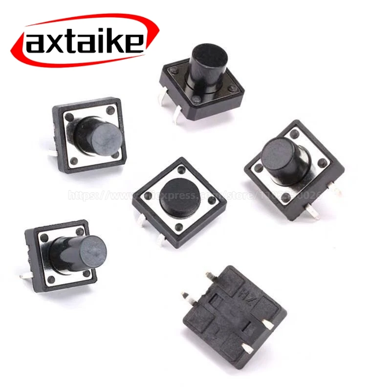 20PCS Momentary Push Micro Switch 12x12mm 12*12mm Tactile Switch Button 4.5/5/6/7/8/9/10/12/15mm 4Pin Height DIP SMD