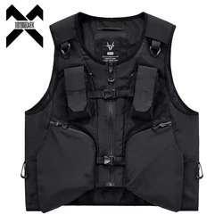 Hip Hop Tactical Vest with Multi Pocket for Men 2024 Autumn Men Functional Cargo Sleeveless Coat Casual Men Vest Techwear