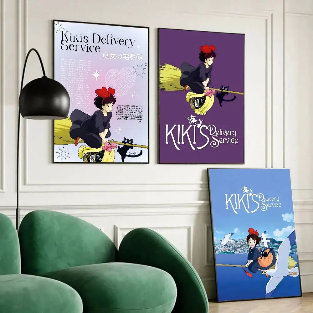 1 قطعة أنيمي K-Kikis D-خدمة التوصيل جيجي المشارك طباعة لغرفة النوم غرفة المعيشة ديكور المنزل اللوحة جدار الفن HD صورة جدارية #5