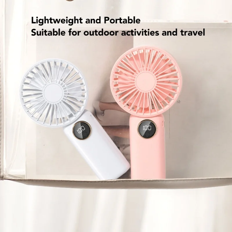 Handheld USB Fan With Base 5 Gears Wind Brushless Motor Rechargeable Silent Cooling Fan For Home Dormitory Office
