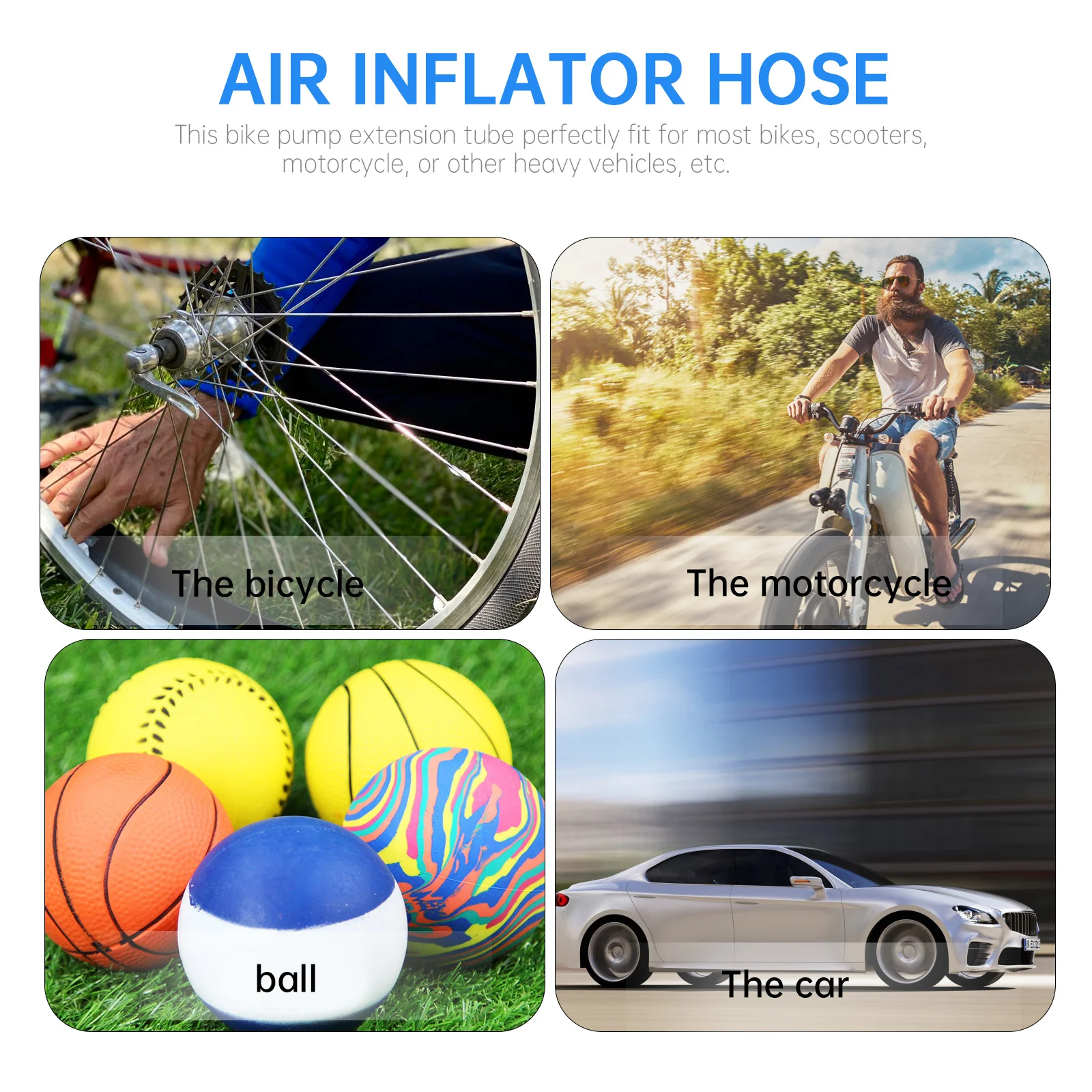 

2Pcs Tire Inflator Hose Sturdy Trustworthy Multi Job Tool Perfect for Most Bikes Scooters Motorcycles Easy Storage Transport