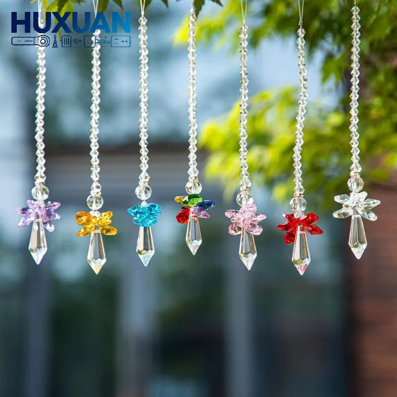 Rainbow Guardian Angel Crystal Light Catcher Shiny Prism Decor 1Pc for Home Porch Car Window Outdoor Patio Hanging Ornament
