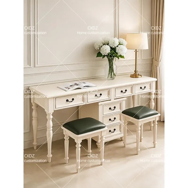 Pure Solid Wood Double Desk 1.8m to 2.4m Length Simple Home Office Student Study Table Modern Minimalist Design