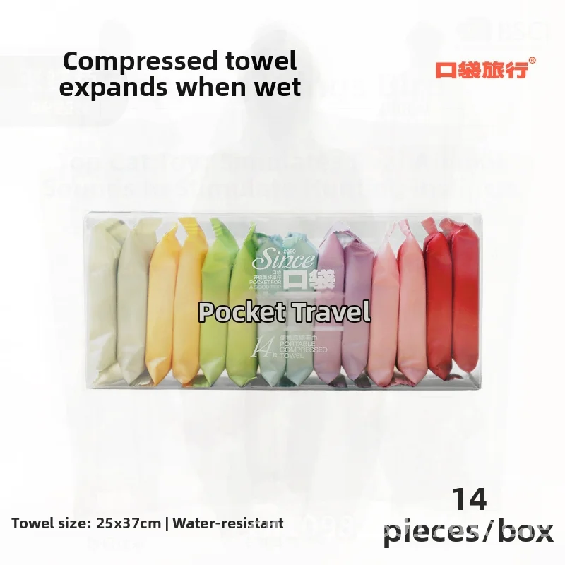 

Portable Pocket Travel Compressed Towel Non-Cotton Disposable Face Wash Towel Morandi 7 Colors Women's Travel Supplies