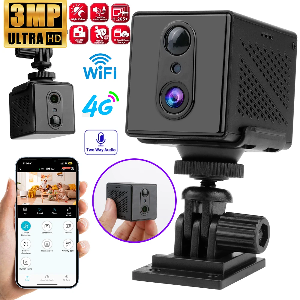 

3MP Mini Camera HD WiFi Camera Human Motion Detection Night Vision Security Baby Surveillance Camcorder Video Recorder