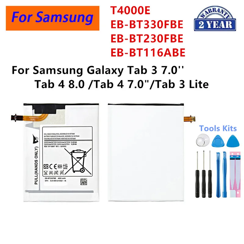 

T4000E BT330FBE BT230FBE BT116ABE Аккумулятор для планшета Samsung Galaxy Tab 3 7,0 дюйма T211/Tab 4 8,0 T330/Tab 4 7,0 дюйма/Tab 3 Lite