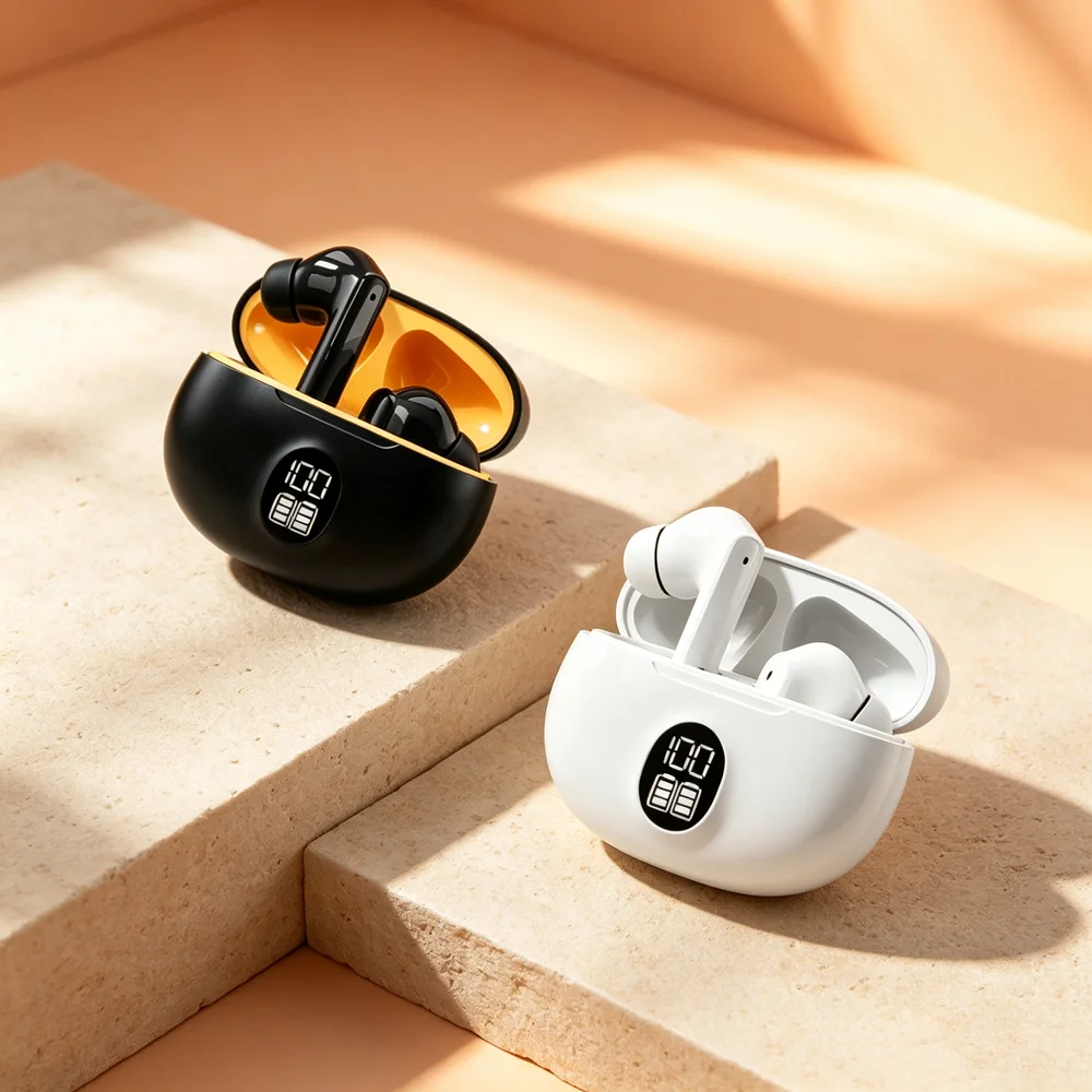 Bluetooth 5.3 TWS Wireless Headphones with LED Display Stereo Headset Touch Control Earbuds Noise Reduction ﻿