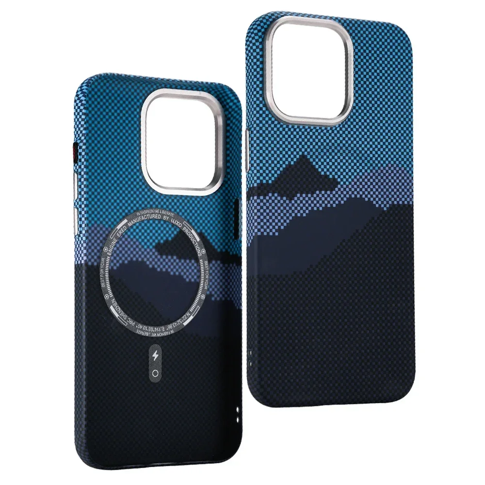 MooStudio Capa de telefone magnética para iPhone 15 Pro Max Capa protetora completa com alívio magnético Capa de telefone premium para iPhone 14