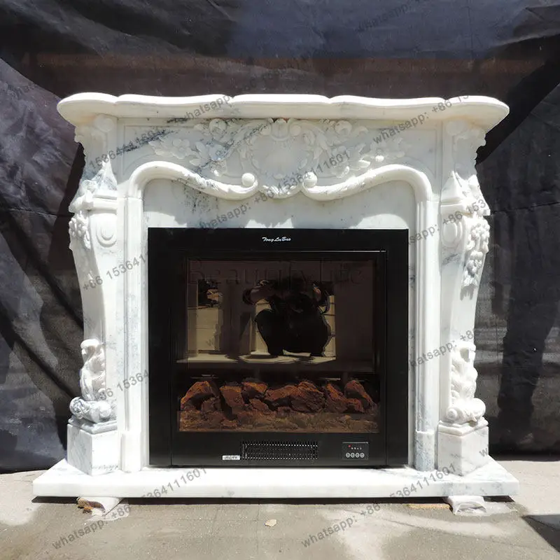 

Marble fireplace stone carving European white marble French decorative relief natural stone
