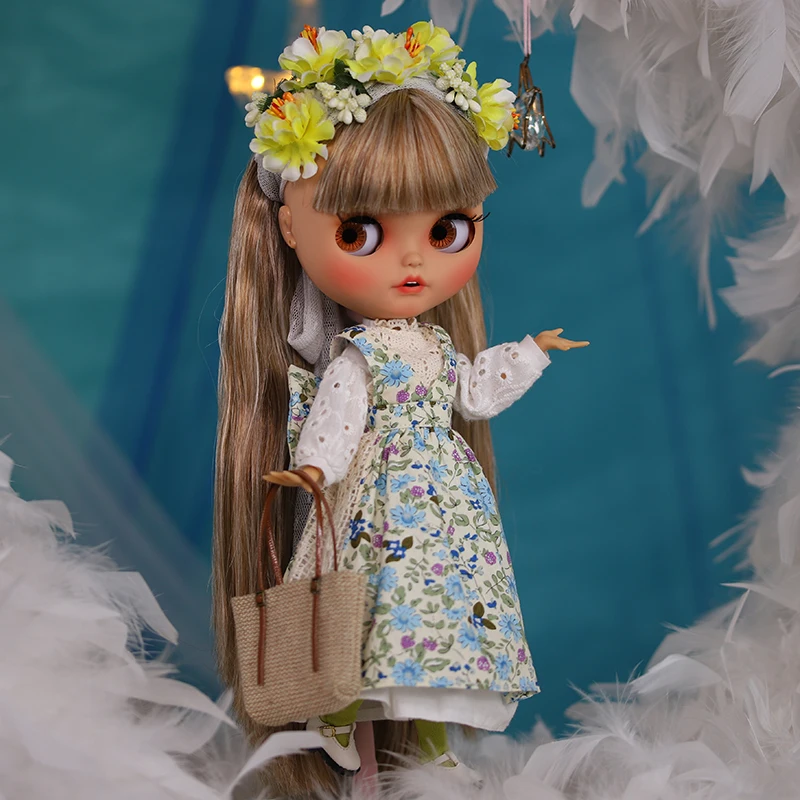 ICY DBS Blyth Doll Clothes 1/6 bjd Rabbit New Year Suit Pastoral Style Bag Set Licca Azone Body sd