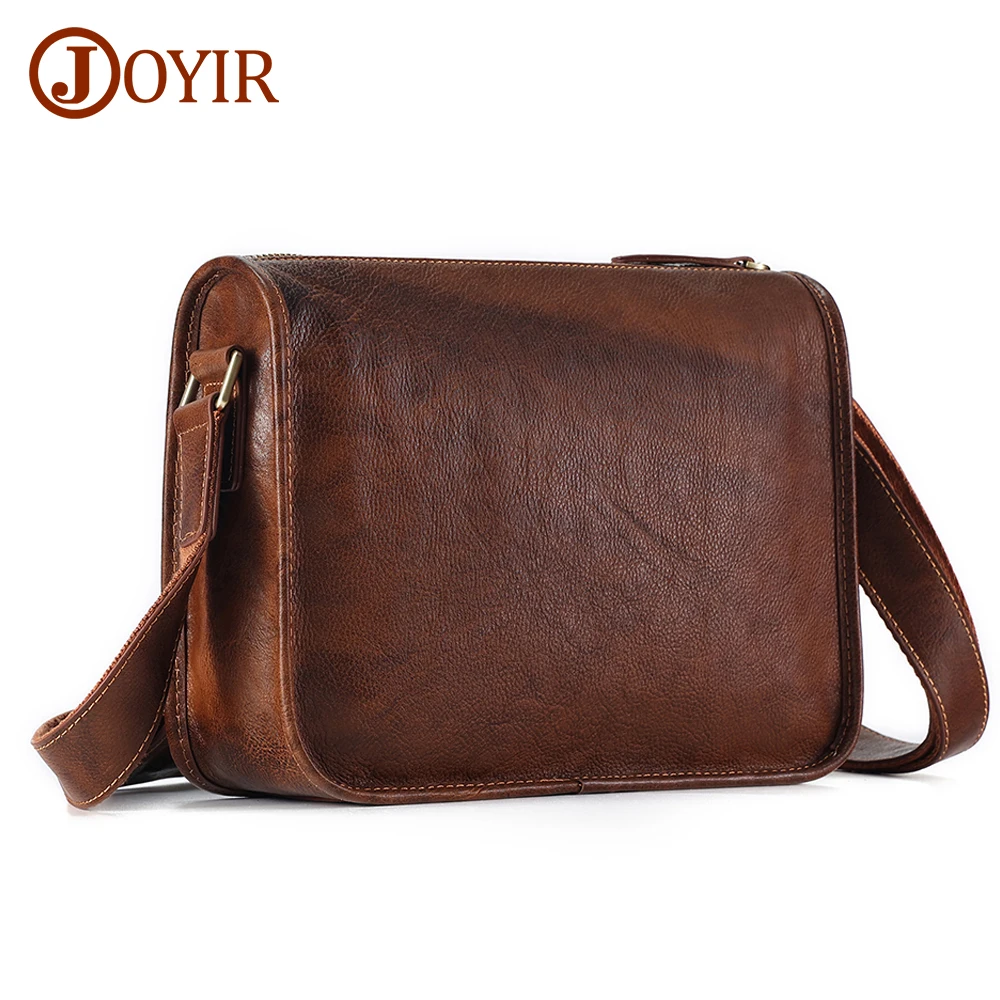 JOYIR Genuine Leather Small Messenger Bag Classic Men Shoulder Bag Work Busniess Crossbody Bag for 9.7\