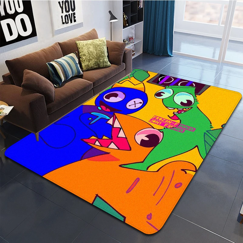 R-Rainbow Friends Printed Carpet Fashion Yoga Mat Bedroom Decorative Carpet Living Room Decorative Floor Mat Birthday Gift