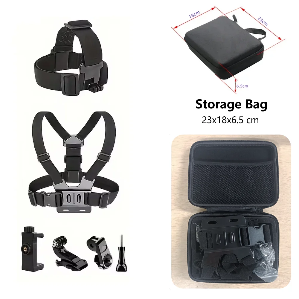 Alles-in-één actiecamera-accessoireset Hoofdband Borstband Mount Verstelbaar voor GoPro Hero Telefoon Osmo SJCAM AKASO insta360