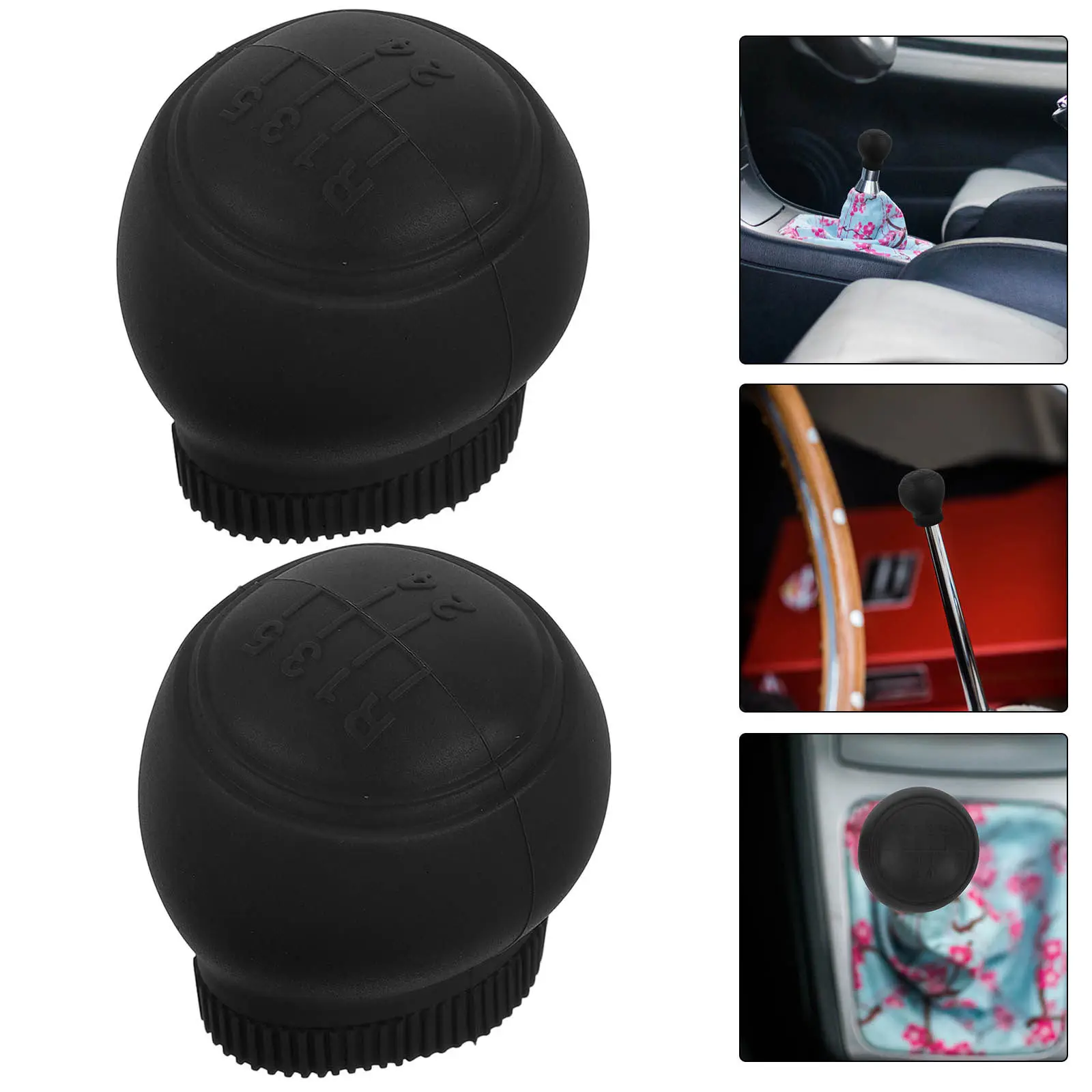 2Pcs Round Silicone Gear Shift Handle Knob Cover Universal Fit Anti Scratch Non Slip Car Interior Accessory Vehicle Decoration