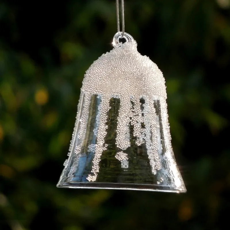 

Free Shipping 8pcs/pack 6.5*8cm Christmas Day Hanging Glass Pendant Home Decoration Bell Ornament Handmade Festival Gift