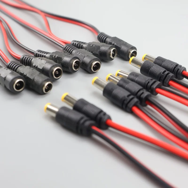 10Pcs Male Female DC Power Connector 5V 12V 5.5x2.1mm 20CM Wire Cable Plug Adapter for TV Camera 5050 2835 LED Strip Tape Light