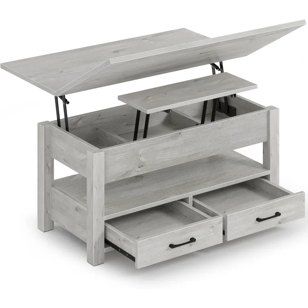 

Lift counter, grey coffee table with multi-function convertible dining table with drawers and hidden compartments