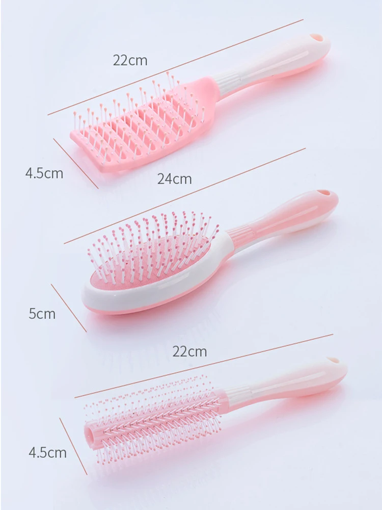 Cute Japanese Korean Massage Anti-screw Plastic Hair Brush White Curly Hair Hollow Activity Gym Untangling Hairdressing Comb