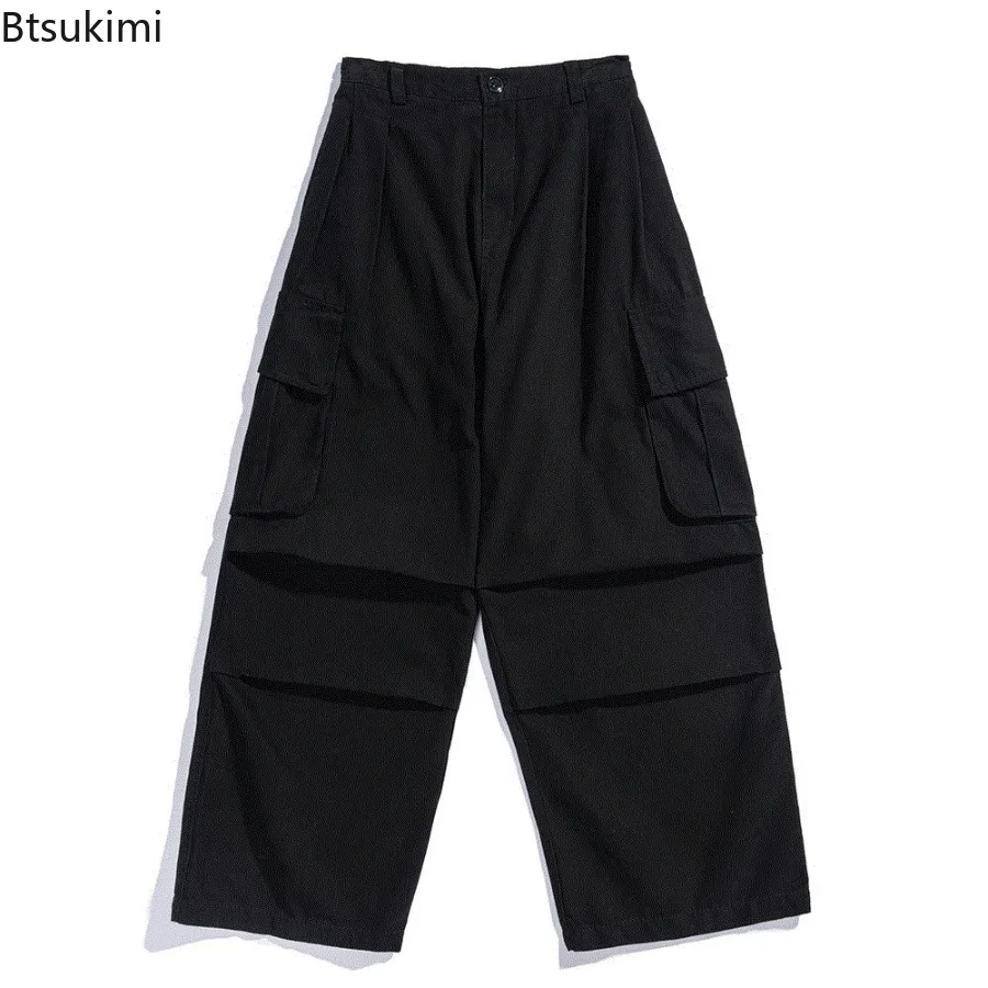 Men's Classic Design Multi Flap Pockets Cargo Pants Loose Fit Drawstring Cargo Pants for Skateboarding Street Outdoor Camping