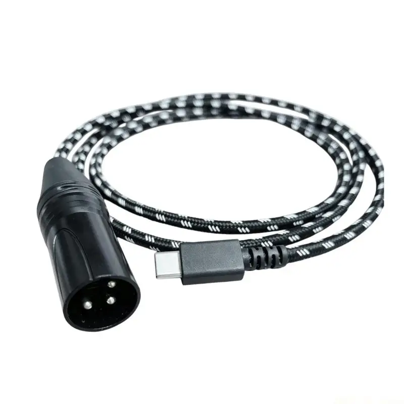 M5TD USB C to Male XLR Connection Cable with Black Textile Accent Design Nylon Cord
