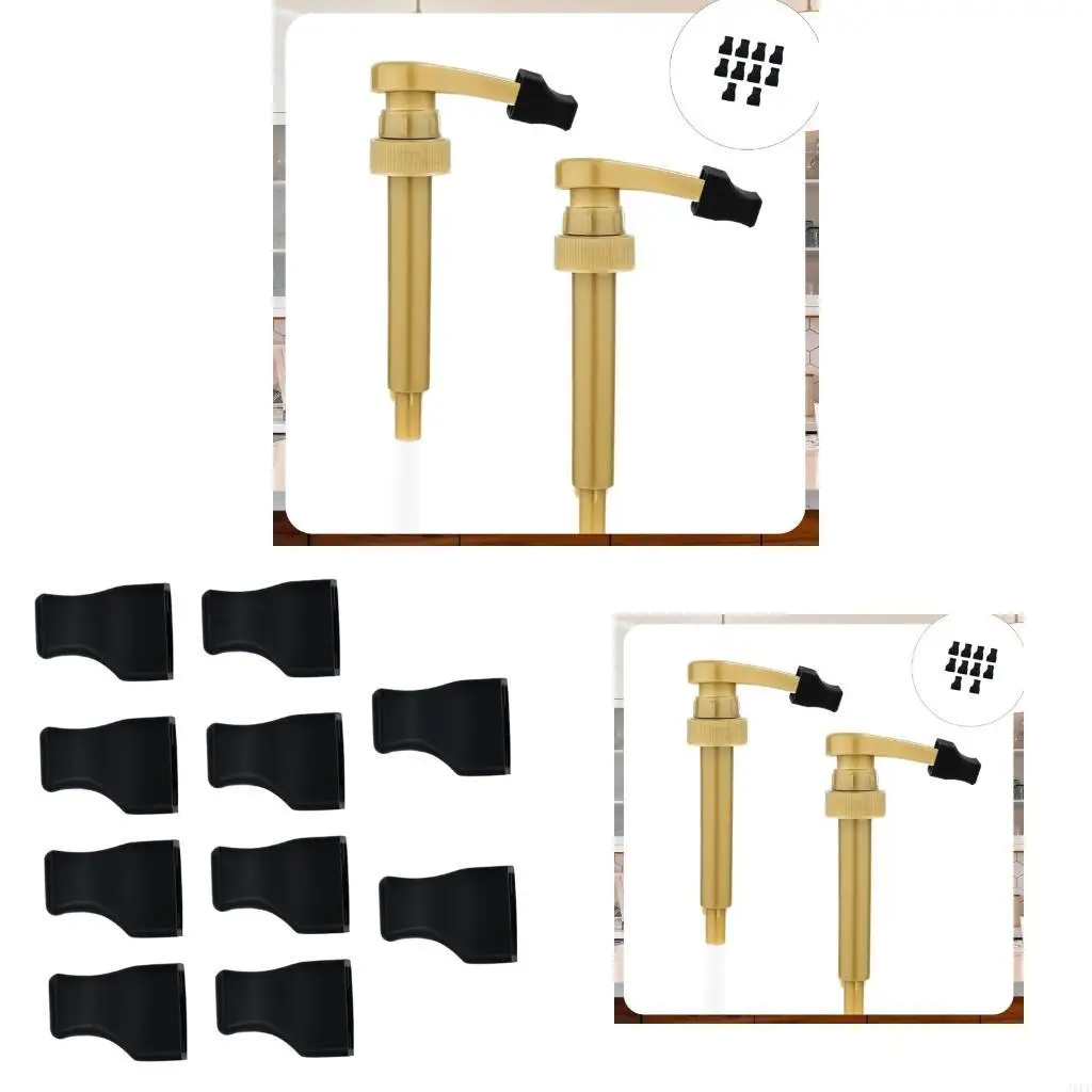J6PE Black Replacement Pump Bottle Covers Syrup Cap Set of 10 for Home Service