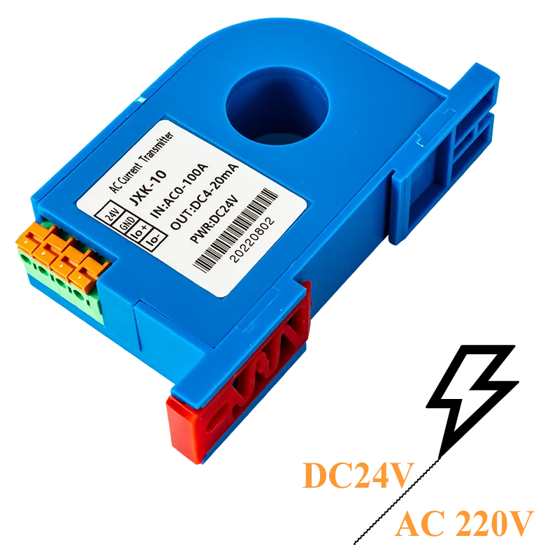 Hall Effect AC/DC Current Transmitter with 22mm Hole 0-100A/200A/300A/400A to 4-20mA 0-10V 1-5V Current Transducer Transmitter