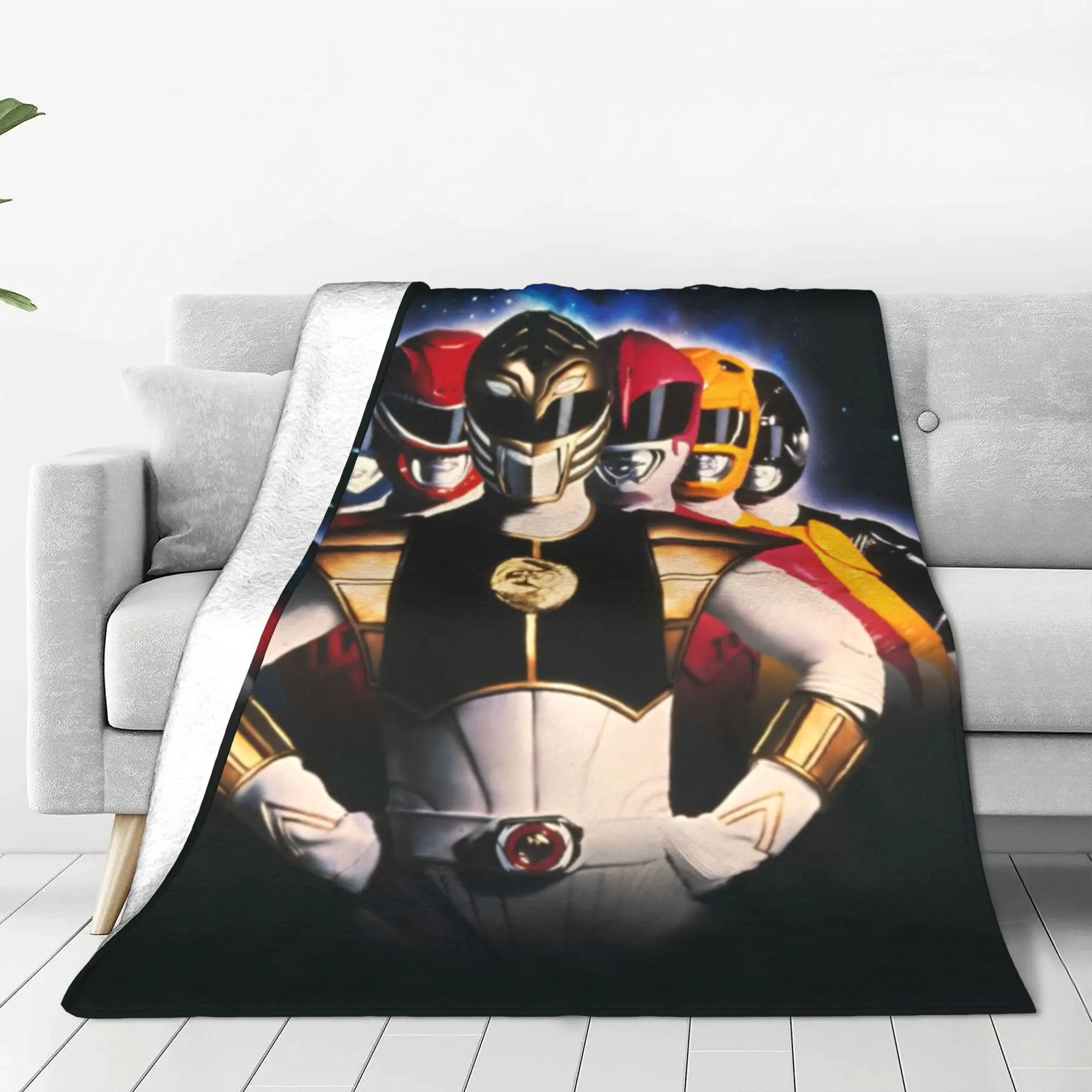 M-Mighty Morphin Cartoon P-Power Rangers Flannel Blanket Samurai Team Vintage Throw Blankets Bedspread Plush Quilt Super Warm