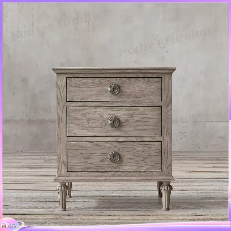 Rustic Vintage Oak Shoe Cabinet 3 Drawer Solid Wood Entryway Storage Bench Modern Small Apartment Bedroom Furniture Organizer
