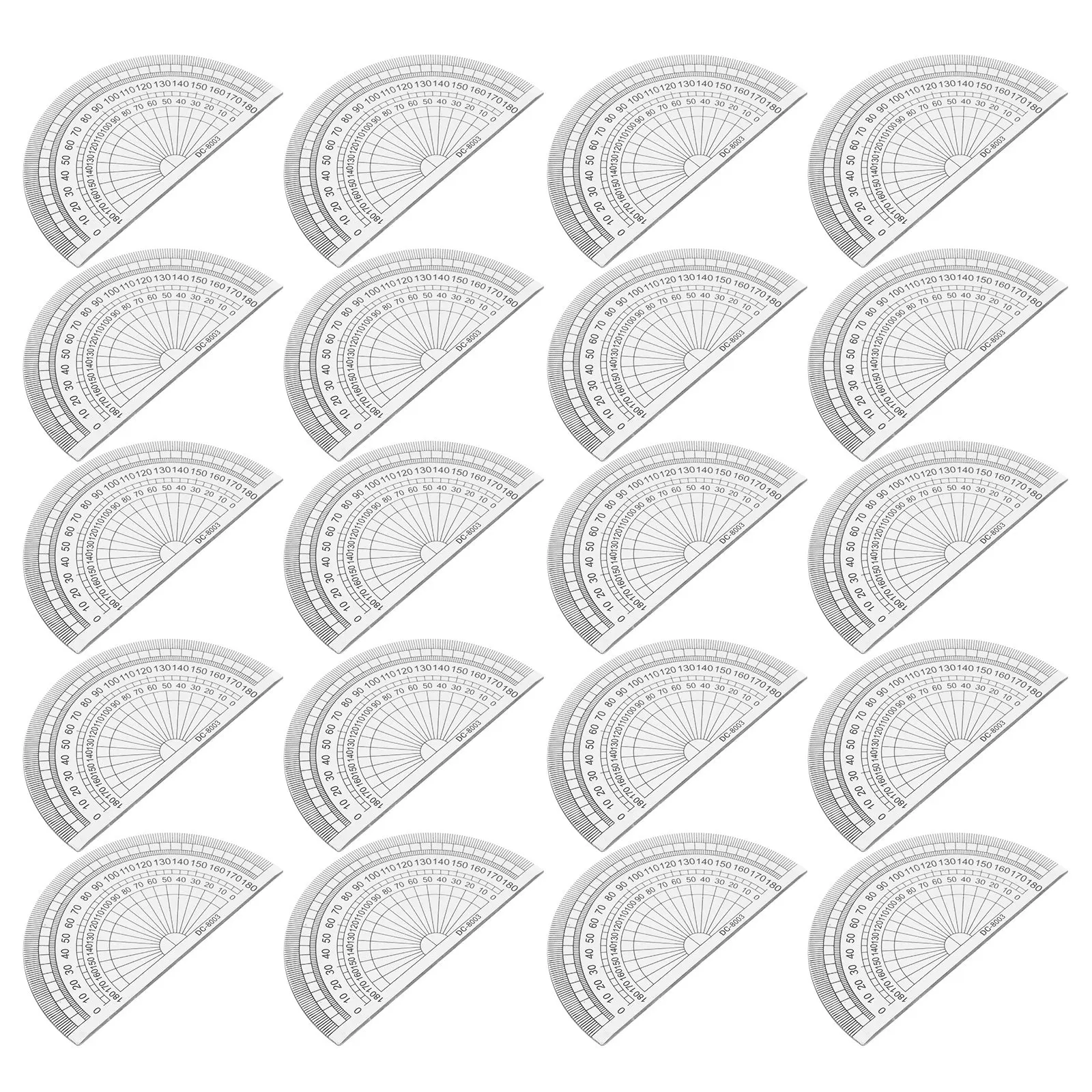 

Набор из 20 пластиковых транспортиров (4 дюйма/10 см) для измерения углов до 180 градусов, для школы, офиса, студентов, для черчения и математики