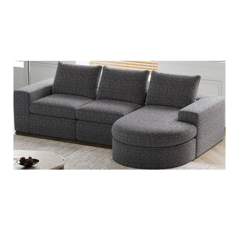 أريكة مقطعية منحنية على شكل سحابة شانيل مقاس 99 بوصة مع كرسي، أريكة حديثة على شكل حرف L، مقاعد عميقة لغرفة المعيشة أو غرفة النوم، لا #5