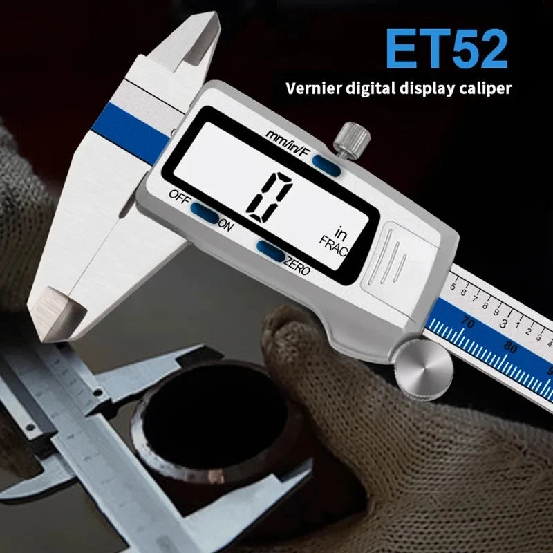 ET52 150mm Stainless Steel 0.01mm Precision Measure 6-Inch Digital Caliper Vernier Caliper Mm/inch/Fraction Display Zero Setting