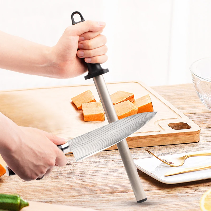 8/12 Inch Diamond Knife Sharpener Rod Professional Sharpening Steel with Comfort Handle Knife Scissors Blade Sharpening Grinding