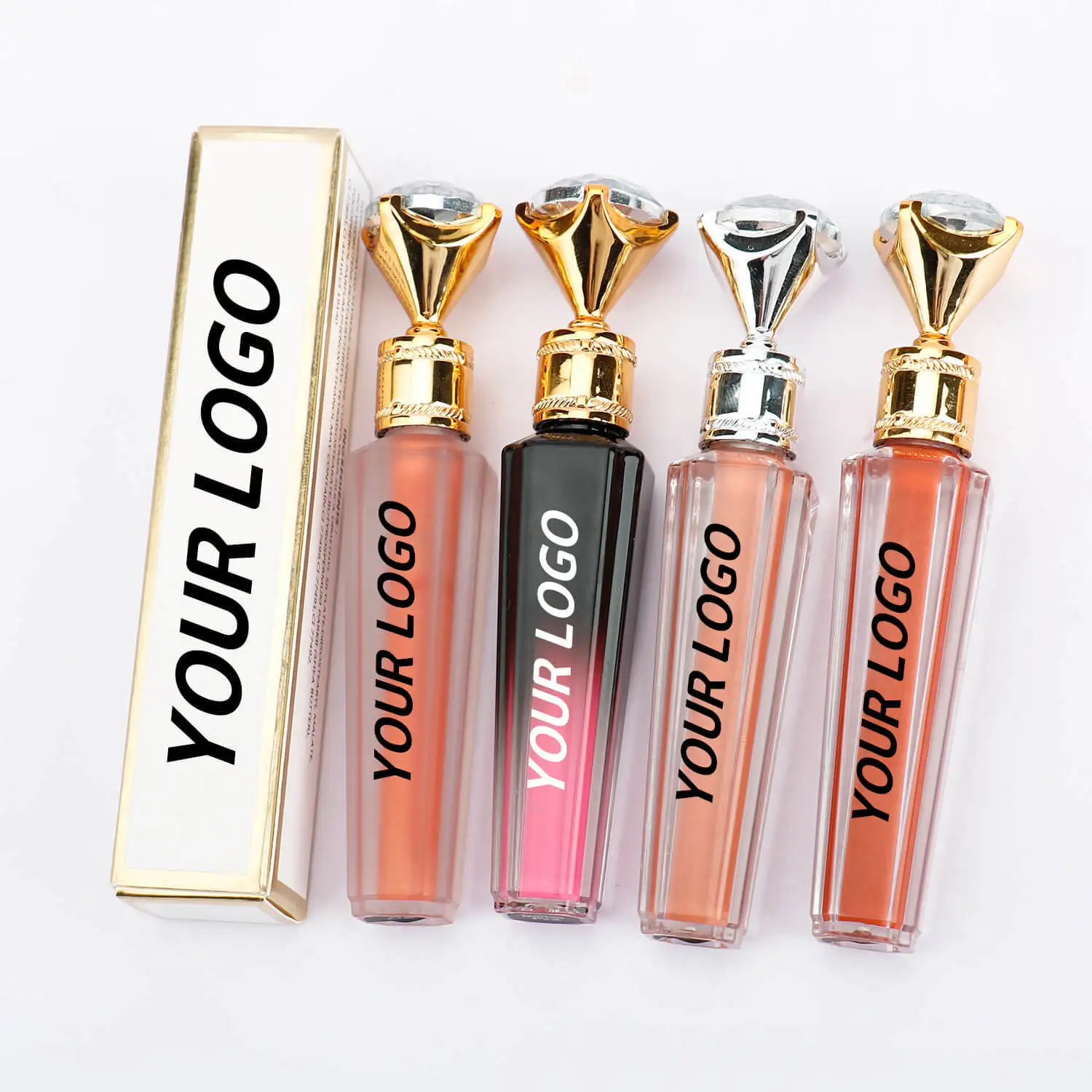 

Wholesale Lip Gloss Private Label Custom Logo Shiny Glitter Clear Glossy Lipgloss Luxury Diamond Tube Nude Liquid Lipsticks