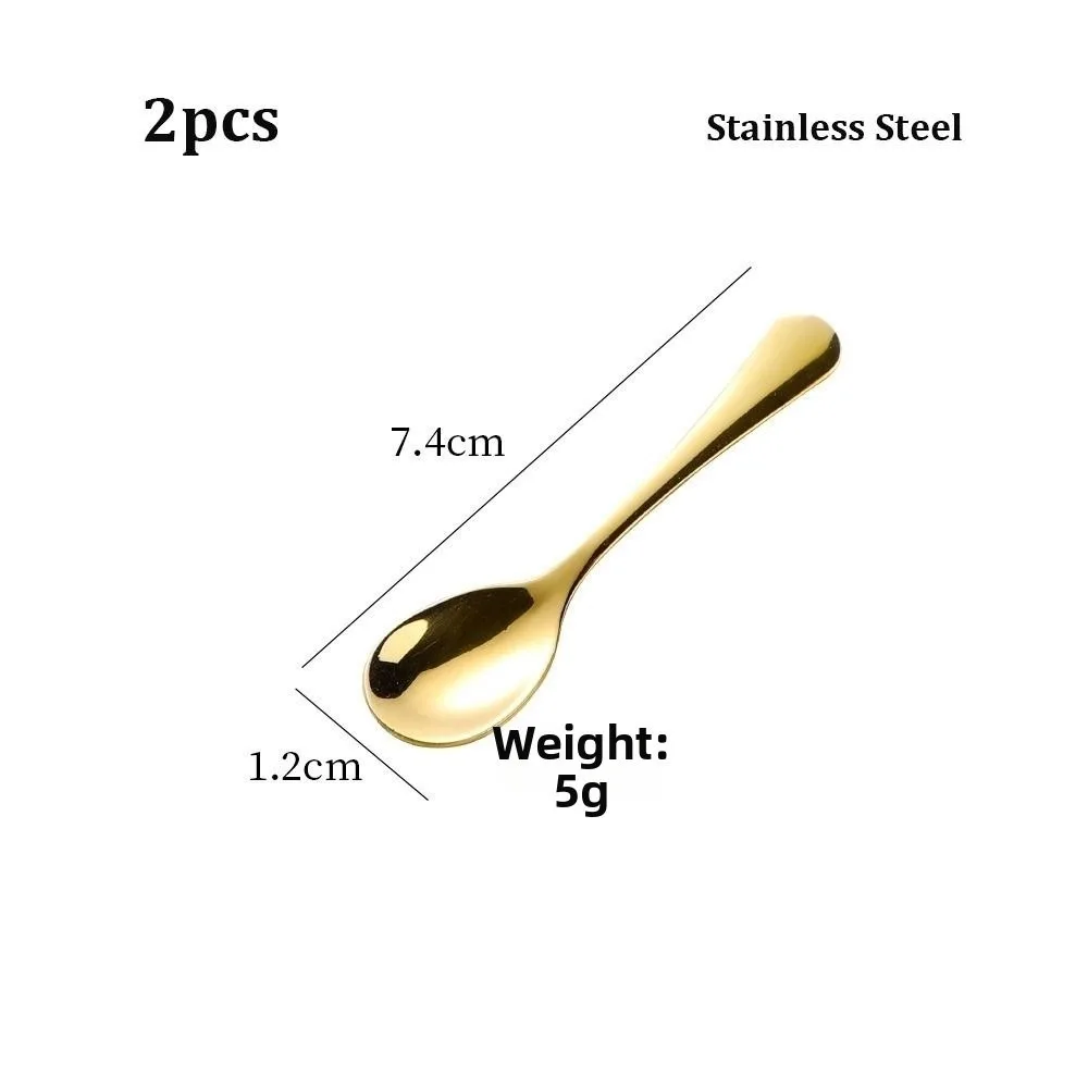 

2pcs Titanium/ Stainless Steel Coffee Tea Stirring Spoon Mini Long Handle Ice Cream Dessert Spoons Portable Mixing Spoon