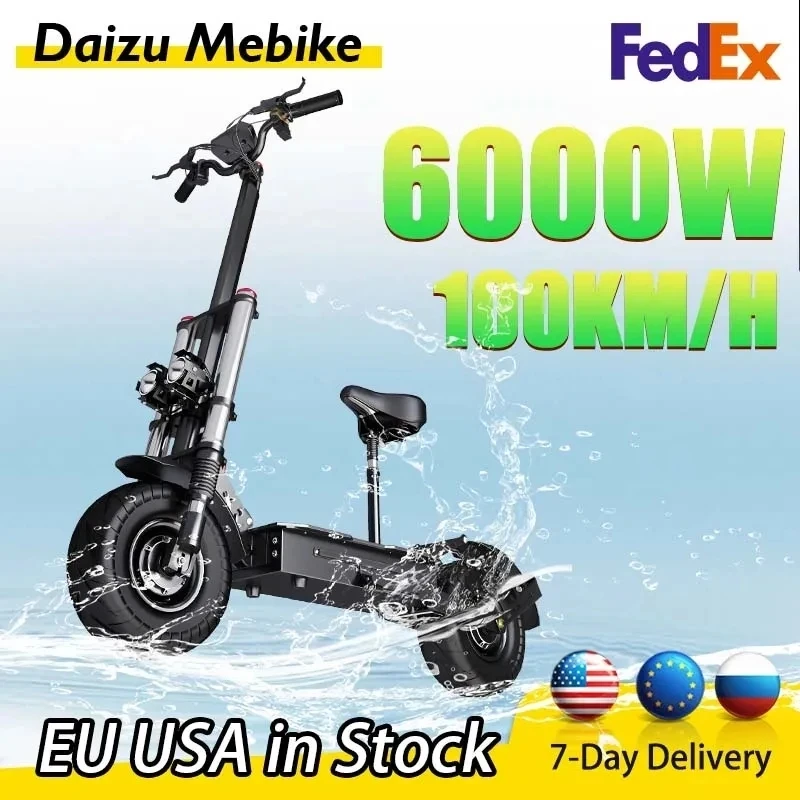 

100km/h Top Speed Scooter Electric 13inch Tire Electric Kick Scooter Folding Hydraulic Absorption Adult Electric Scooters Seat