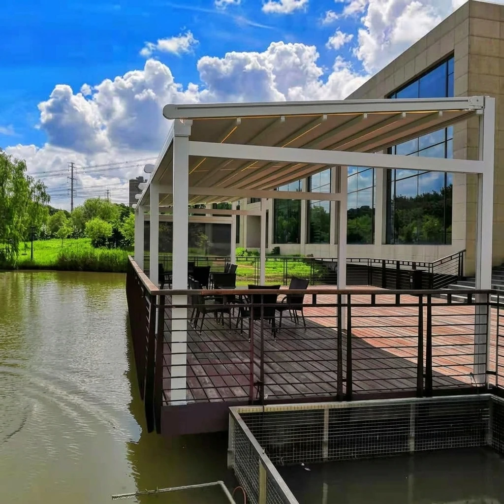 Outdoor Electric Automatic Foldable Aluminum Canopy PVC Pergola Roof Insulation with Remote Control
