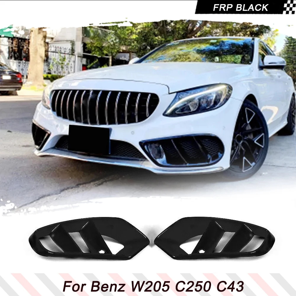 

FRP Glossy Black Car Fog Light Cover Trims Fits for Mercedes Benz Benz W205 C250 C300 C43 Base Sedan 2015-2019 Front Air Vent