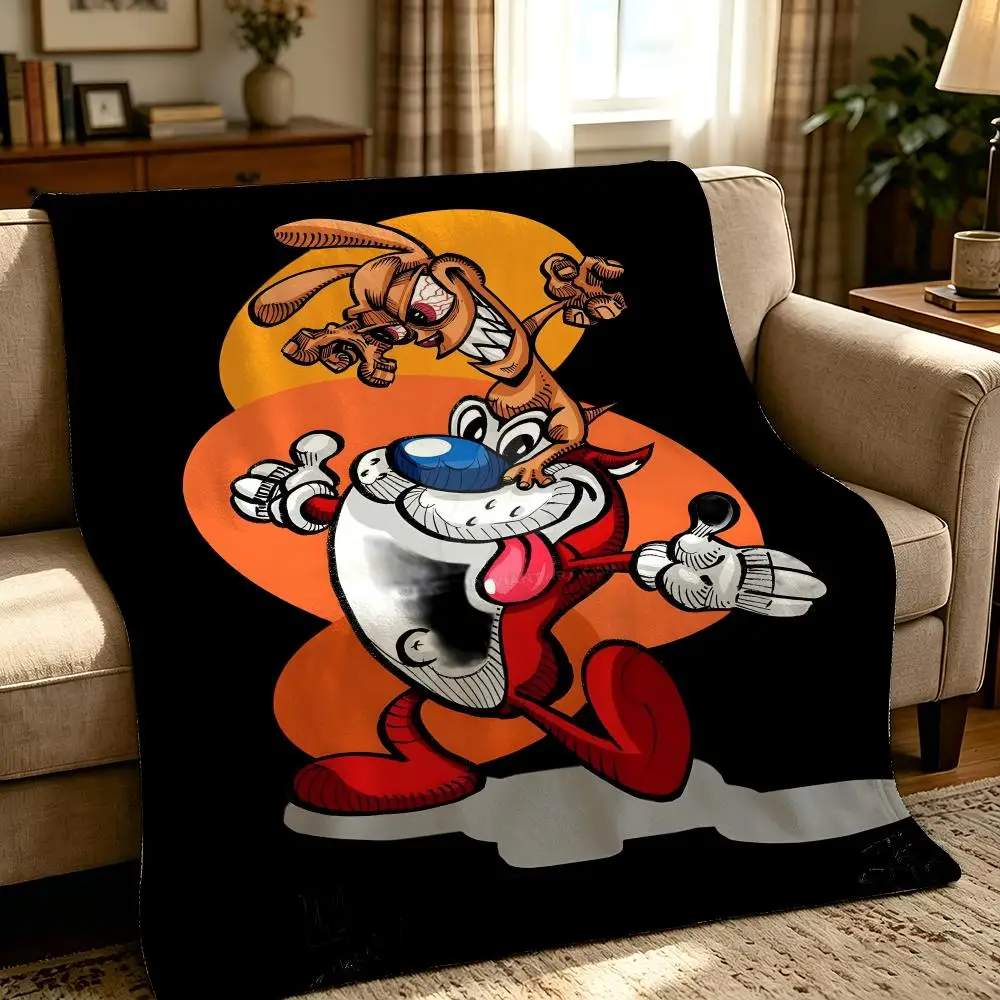 cartoon T-The Ren and Stimpy Show-w Throw Thick Comfort Flannel Quilt, Multi-scene Use Indoor Outdoor Daily Nap