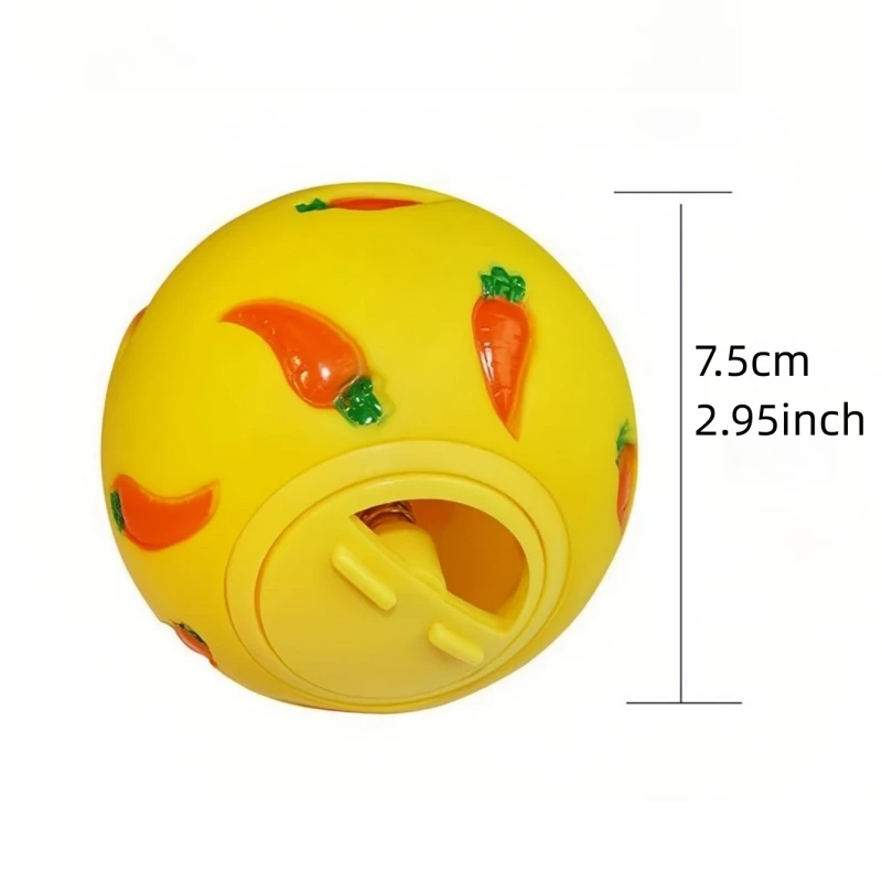 1pc Random Color Interesting Puzzle Toy Carrot Printed Ball Pet Feed Dispenser Toy Slow Feed for Small Pet Cat Rabbits Hamsters